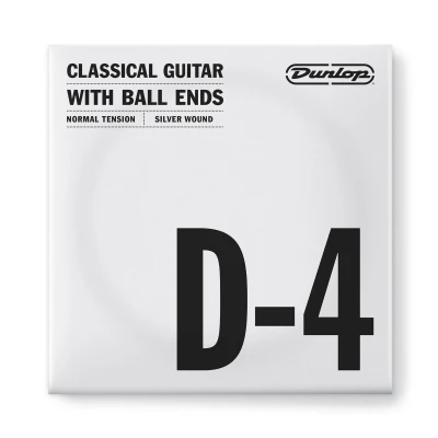 Струна D для классической гитары Dunlop DCV04DNB Nylon Silver Wound Ball Ends, нейлон, посеребрённая медь