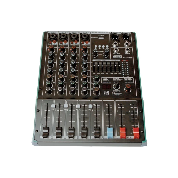 Микшерный пульт Nordfolk NFX-4USB, 4 микр/лин, 1 стерео USB, DSP, MP3 плеер, Bluetooth