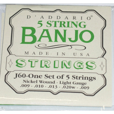 D'Addario J60 - струны для банджо 5 String and Tenor Banjo/Light/Nickel