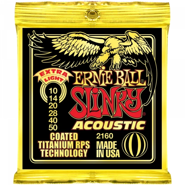 Ernie Ball 2160 Coated Titanium RPS 80/20 Extra Light (10-14-20w-28-40-50) для акустической гитары