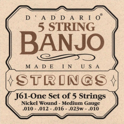D'Addario J61 - струны для банджо 5 String and Tenor Banjo/Medium/Nickel