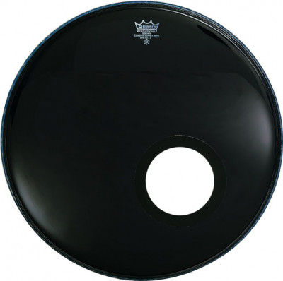 REMO P3-1022-ES-DM POWERSTROKE® 3 22" EBONY W/Pre-Cut Hole фронтальный черный пластик для бас-барабана с отверстием