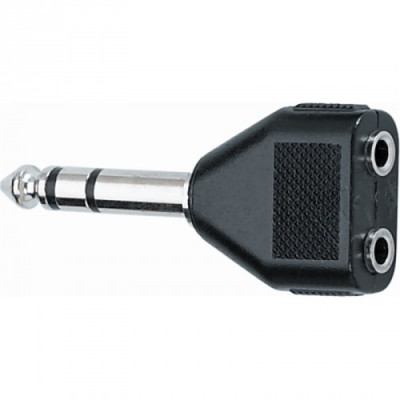QUIK LOK AD23 адаптер-сплиттер для наушников, 2 выхода Female Stereo Mini Jack 3.5mm X 1 вход Male Stereo Jack 6.3mm