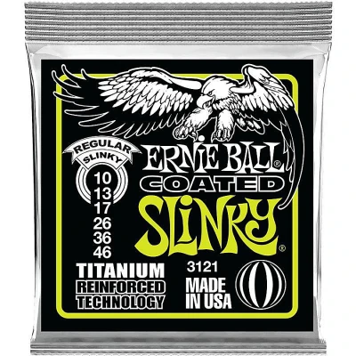Струны для электрогитары Ernie Ball 3121 Coated Electric Titanium RPS Regular Slinky 10-46
