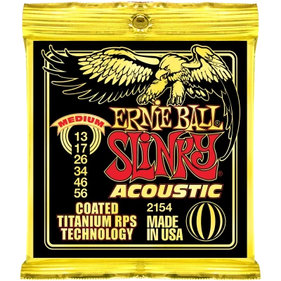 Ernie Ball 2154 Coated Titanium RPS 80/20 Medium (13-17-26-34-46-56) для акустической гитары