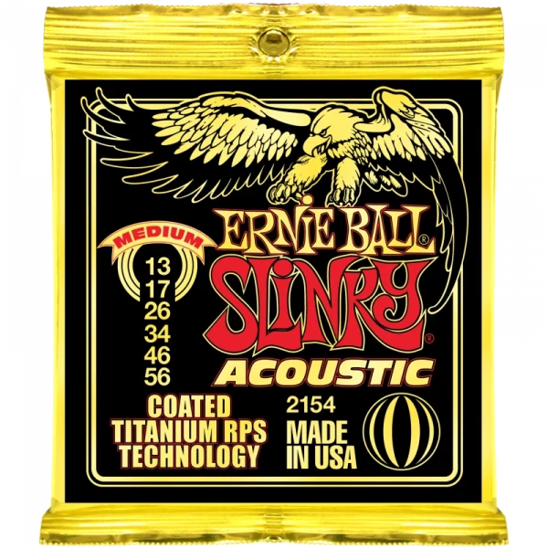 Ernie Ball 2154 Coated Titanium RPS 80/20 Medium (13-17-26-34-46-56) для акустической гитары