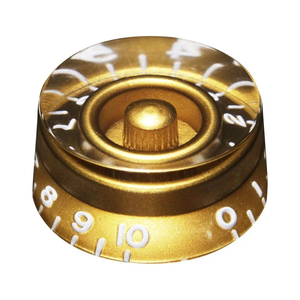 Ручка потенциометра для Les Paul Hosco H-SKG-110I, цилиндр, дюймовый размер, Gold, embossed