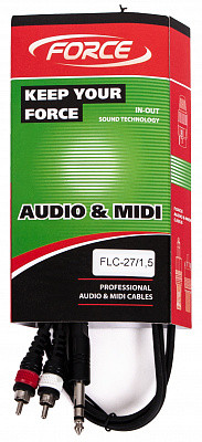 FORCE FLC-27/1,5 - Аудио шнур, стерео джек 1/4" -- 2 x RCA (тюльпаны, "папа") , 1,5 м