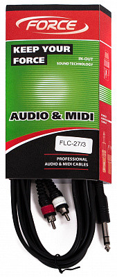 FORCE FLC-27/3 Аудио шнур, стерео джек 1/4" -- 2 x RCA (тюльпаны, "папа") , 3 м