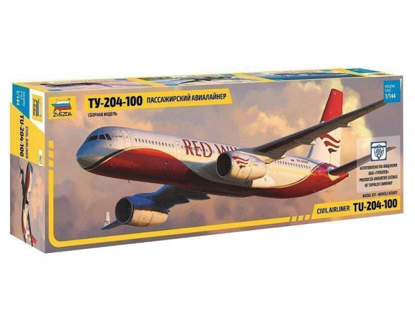 Сборная модель ZVEZDA Пассажирский авиалайнер Ту-204-100, 1/144