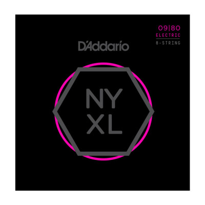 D'Addario NYXL0980 Набор 8 струн для электрогитары, калибр 09-80