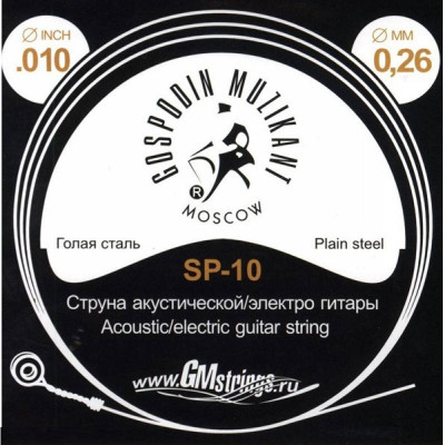 ГОСПОДИН МУЗЫКАНТ SP-10 одиночная струна для акустической и электрогитары
