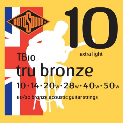 ROTOSOUND TB10 STRINGS 80/20 BRONZE струны для акустической гитары, покрытие - бронза 80/20, 10-50