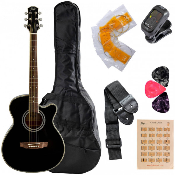 Гитара акустическая в наборе FLIGHT F-230 BLK PACK