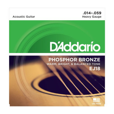 D'ADDARIO EJ18, фосфорная бронза, Heavy 14-59 струны для акустической гитары