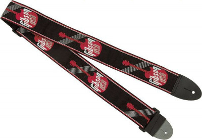 GIBSON ASGG-600 2' WOVEN STRAP W/ GIBSON LOGO-RED ремень для гитары с красным лого, ширина 5 см