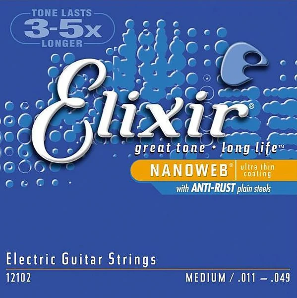 Струны для электрогитары Elixir 12102 NanoWeb Medium 11-49