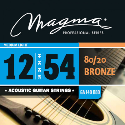 Комплект струн для акустической гитары 12-54 Magma Strings GA140B80