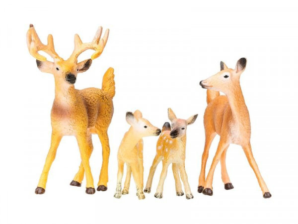 Набор фигурок животных MASAI MARA MM201-001 серии "Мир диких животных": Семья оленей, 4 пр.