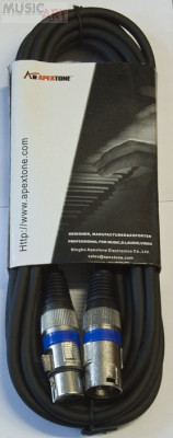 Кабель микрофонный APEXTONE AP-2120-5 5м, диаметр 6мм, разъемы: XLR(M)-XLR(F) черный