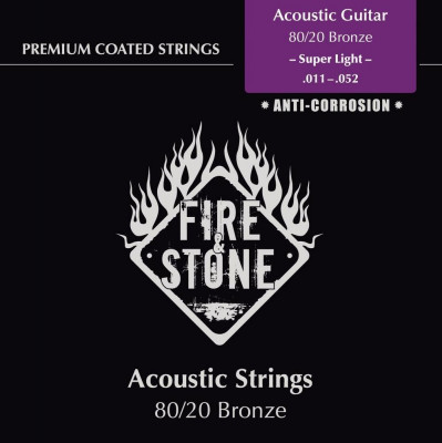 Струны для акустической гитары FIRE&STONE Strings For Acoustic Guitar Set 80/20 Bronze Super light