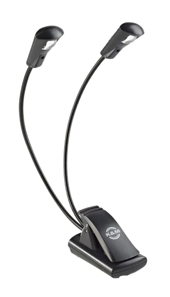 Подсветка для пюпитра K&M 12243-000-55, 2 LED лампы, чёрная, работает от 3 AAA батареек