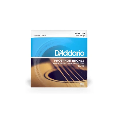 Струны для акустической гитары D'Addario EJ16, фосфор/бронза, Light 12-53