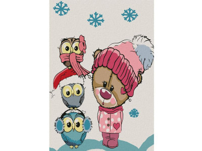 Картина по номерам 20х30 МЕДВЕЖОНОК С СОВЯТАМИ (11 цветов)