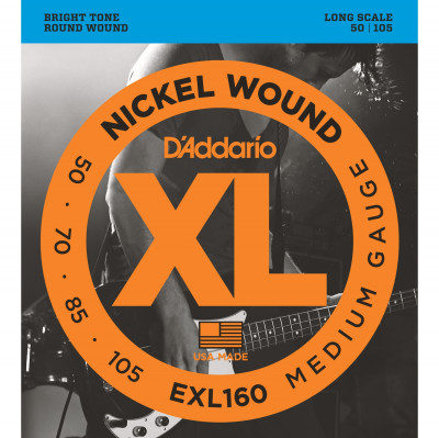 Струны для бас-гитары D'ADDARIO EXL160 Regular long 050-105