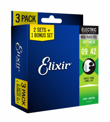 ELIXIR 16550 набор 3-х комплектов струн для электрогитары