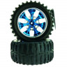 Колеса в сборе (шины 08009N + диск 08044PB голубой хром) для монстров Himoto масштаба 1/10, 2шт.