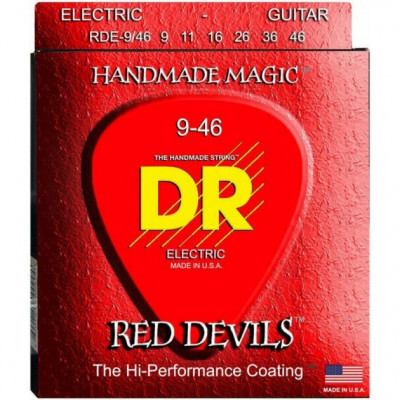 Струны для электрогитар DR RDE-9-42 RED DEVILS EXTRA-Life цветные
