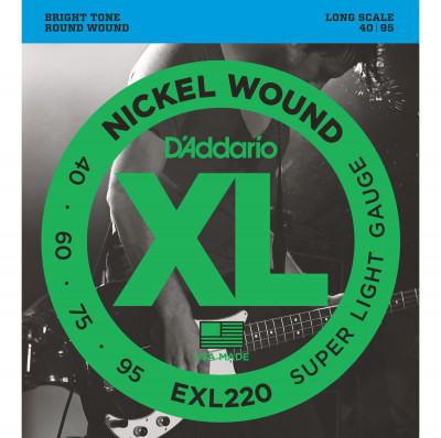 Струны для бас-гитары D'ADDARIO EXL220 nickel,super soft 40-95