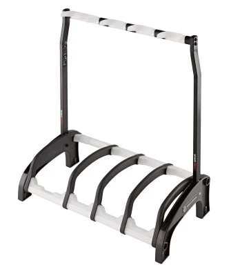 Стойка для 3 электрогитар и 1 акустической гитары K&M 17534-016-00 Guardian 3+1, черная с белыми вставками