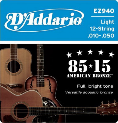 D'ADDARIO EZ940 Light 10-50 струны для 12-струнной акустической гитары