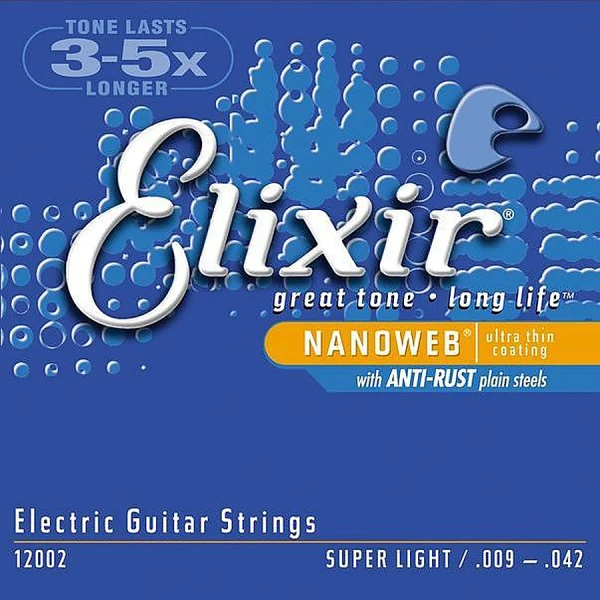 Струны для электрогитары Elixir 12002 NanoWeb Super Light 9-42