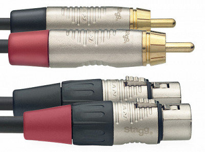 STAGG NTC3CMXFR - двойной кабель (2 х XLR "мама"/ 2 х RCA "папа") . N-серия 3 м