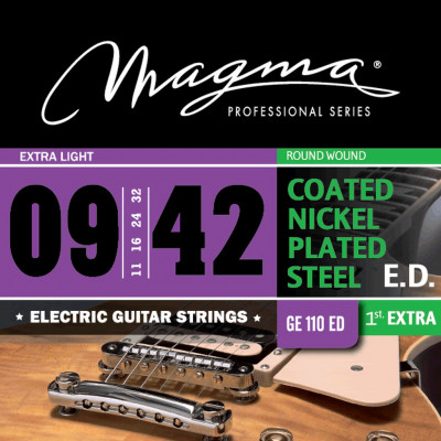 Комплект струн для электрогитары с покрытием 9-42 Magma Strings GE110ED