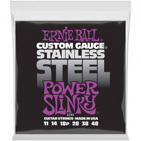 Набор струн для электрогитары ERNIE BALL 2245 Stainless Steel калибр 11-48, Power Slinky