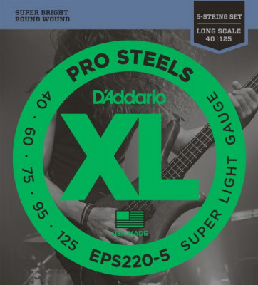 D'ADDARIO EPS220-5, Super Light, 40-125-струны для 5-струнной бас-гитары