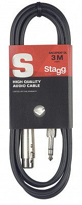 STAGG SAC3PSXF DL микрофонный кабель XLR мама-Jack stereo 3 м