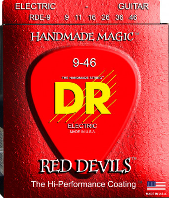 Струны для электрогитар DR RDE-9-46 RED DEVILS EXTRA-Life цветные