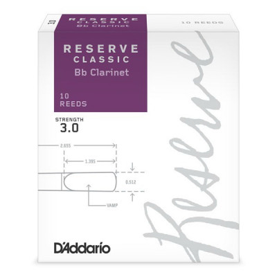 Трости для кларнета Bb Rico DCT1030, Reserve Classic, №3, 10 шт