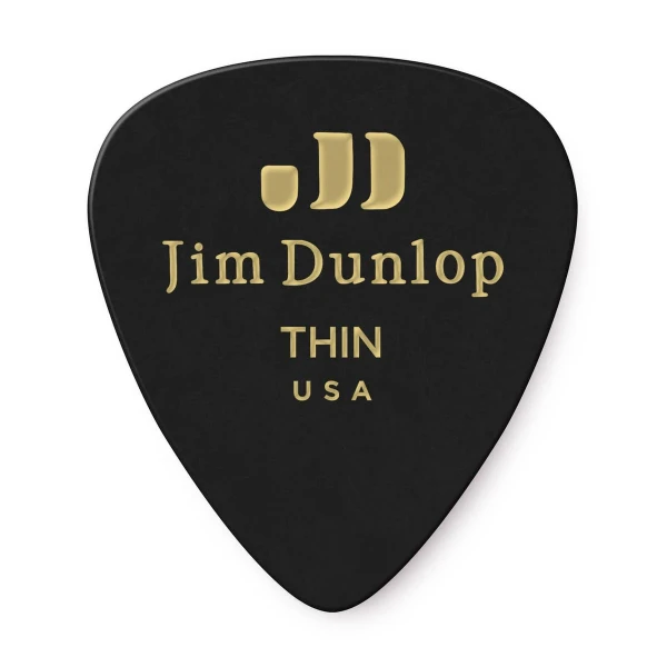 Медиаторы тонкие, 12 шт. Dunlop 483P03TH Celluloid Black Thin 12Pack