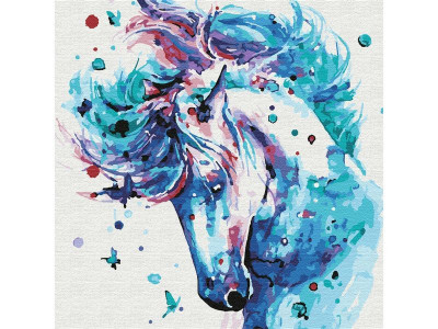 Картина по номерам 30х30 БЕЛЫЙ МУСТАНГ (18 цветов)