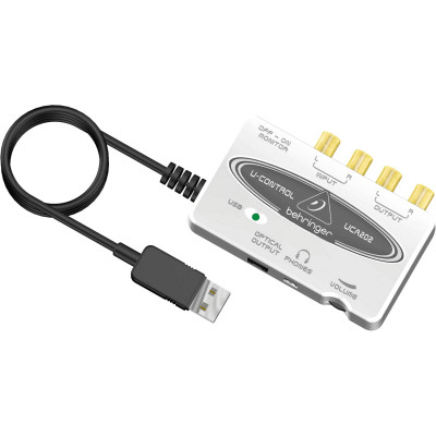 BEHRINGER UCA202 USB-аудиоинтерфейс 16 бит/48 кГц, 2входа, 2 выхода, SPDIF