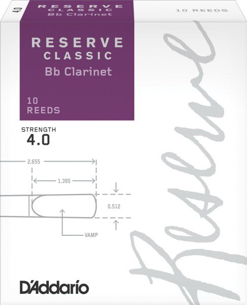 Трости для кларнета Bb Rico DCT1040, Reserve Classic, №4, 10 шт