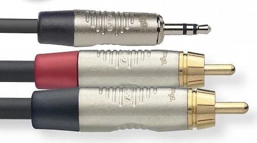 STAGG NYC3/MPS2CMR - аудио шнур, мини стерео Jack 1/8"- 2 тюльпана-папы RCA 3 м
