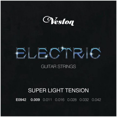 Струны для электрогитары VESTON E 0942 Super Light очень легкое натяжение