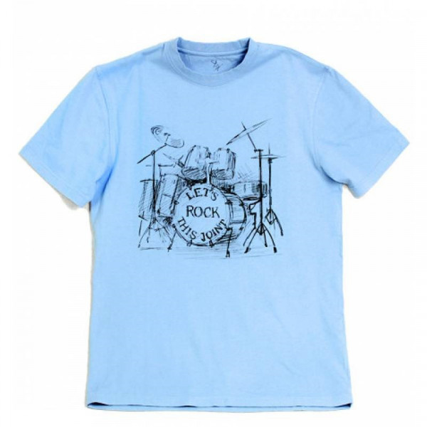 Футболка ArdiMusic 9004 S (44) рисунок Rock (барабанная установка) цвет голубой